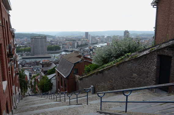 View of Liège from top of Montagne de Bueren