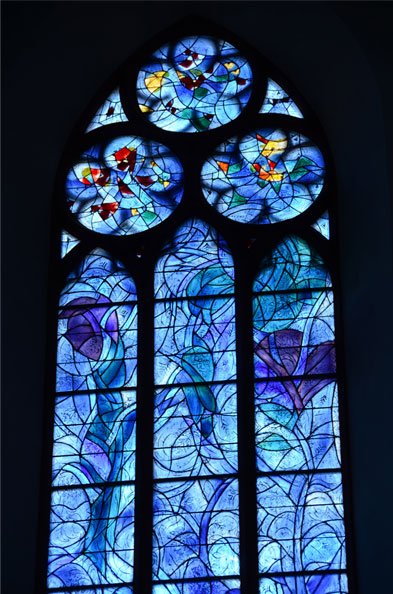 Stained glass windows, St. Stephen's Church, Mainz. Marc Chagall, artist.